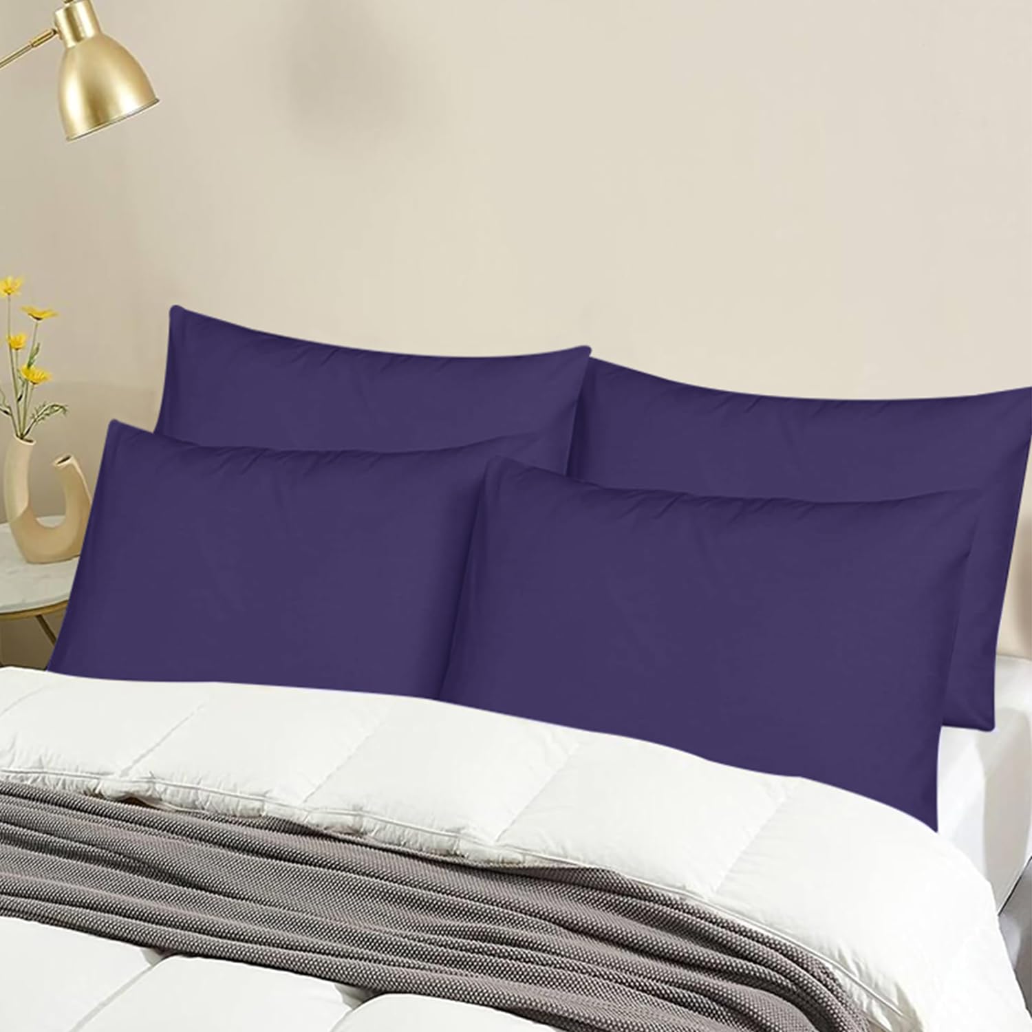 NAFAY LIVING Pillow Cases 4 Pack Cotton 300 Thread Count, Hotel Quality Pillow Covers with Envelope Enclosure - Image 2