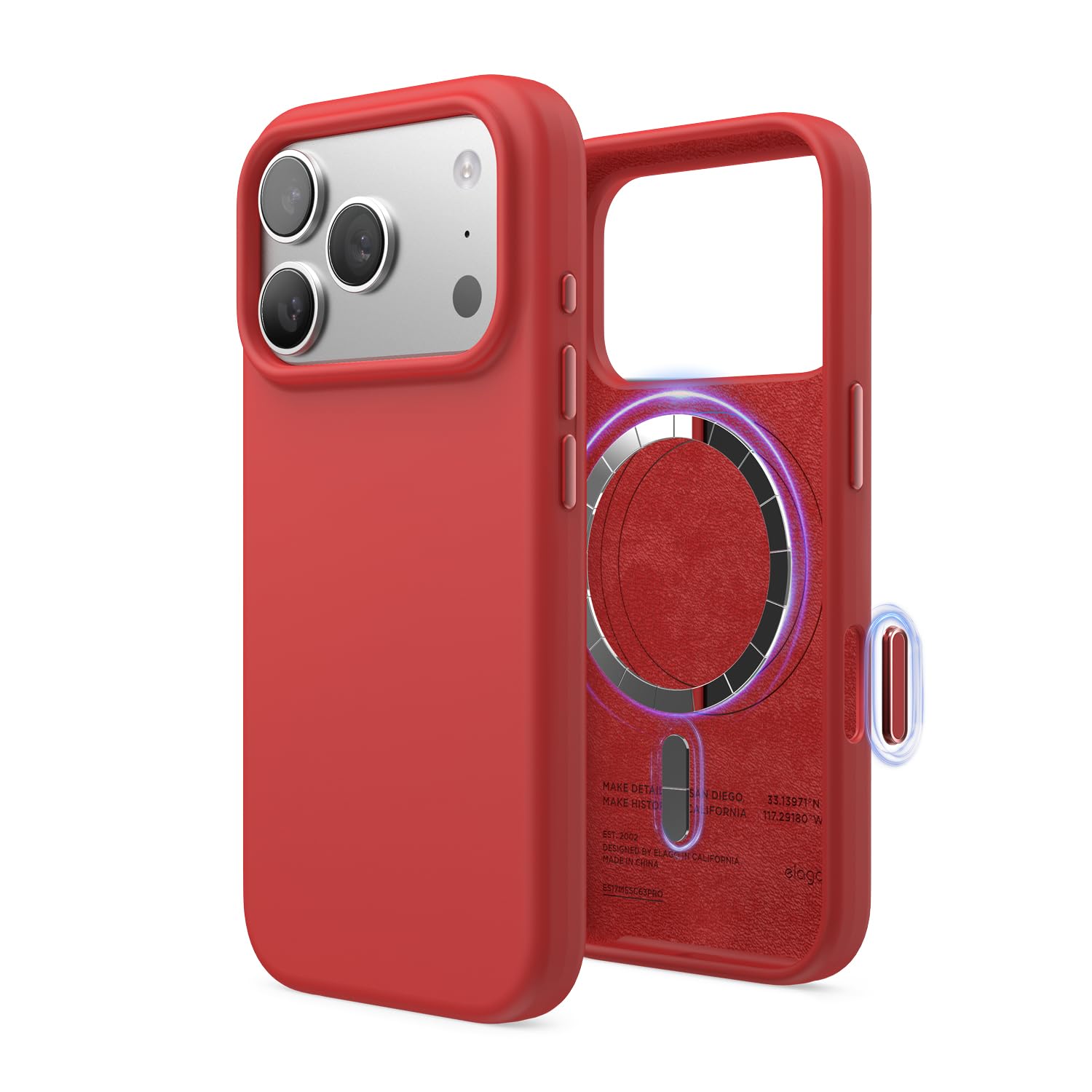 elago Magnetic Silicone Case Compatible with iPhone 17 Pro Case 6.3” - Compatible with MagSafe, Premium Liquid Silicone Material, Protective Cover, Shockproof, Slim Phone (Red)