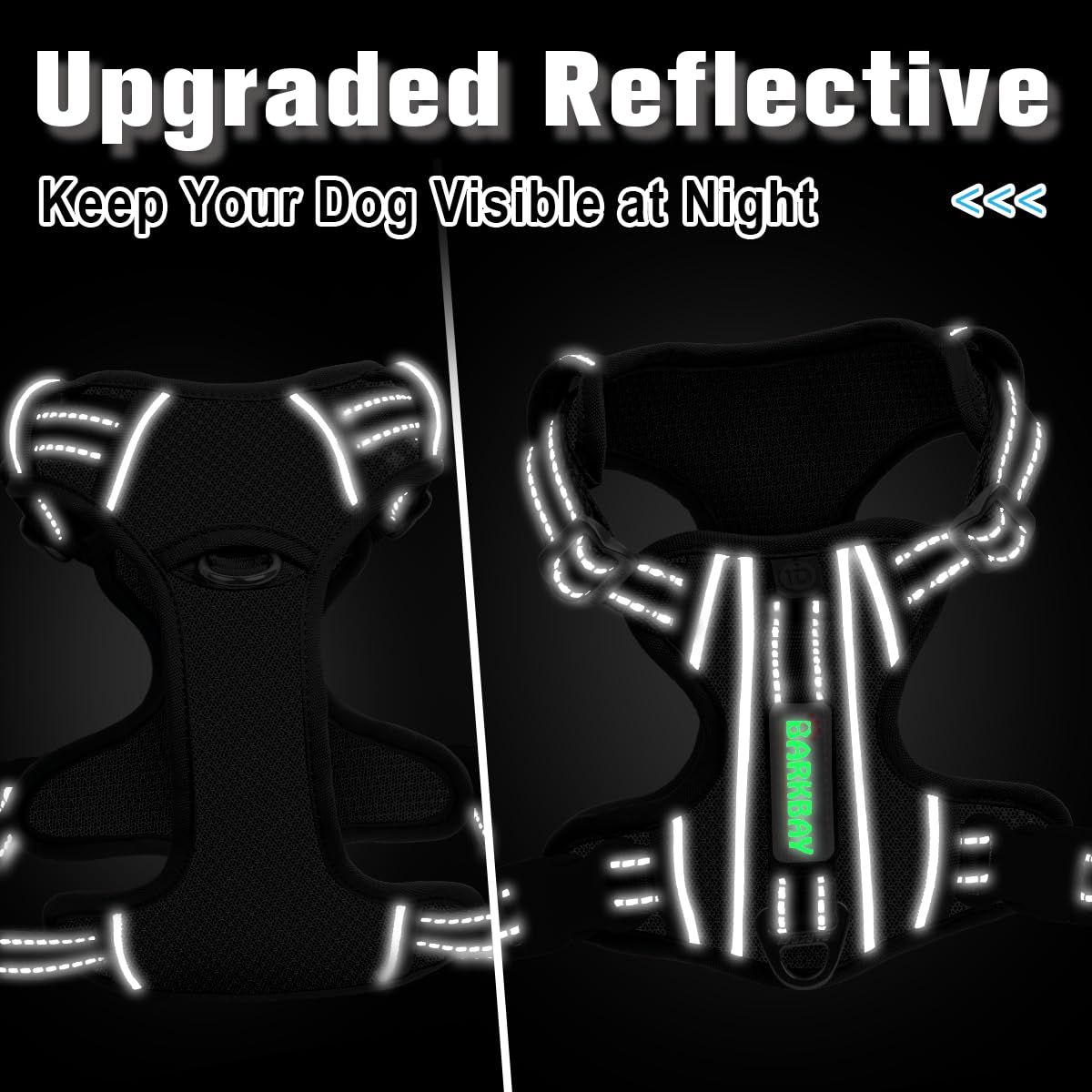 BARKBAY Dog Harness No Pull with ID Tag Pocket - Heavy Duty, Reflective, Easy Control for Large Dogs(Black,M) - image 5