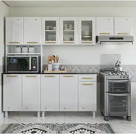 Cozinha de Aço Compacta 4 Peças 12 Portas 1 Gaveta Diamante Telasul Branco