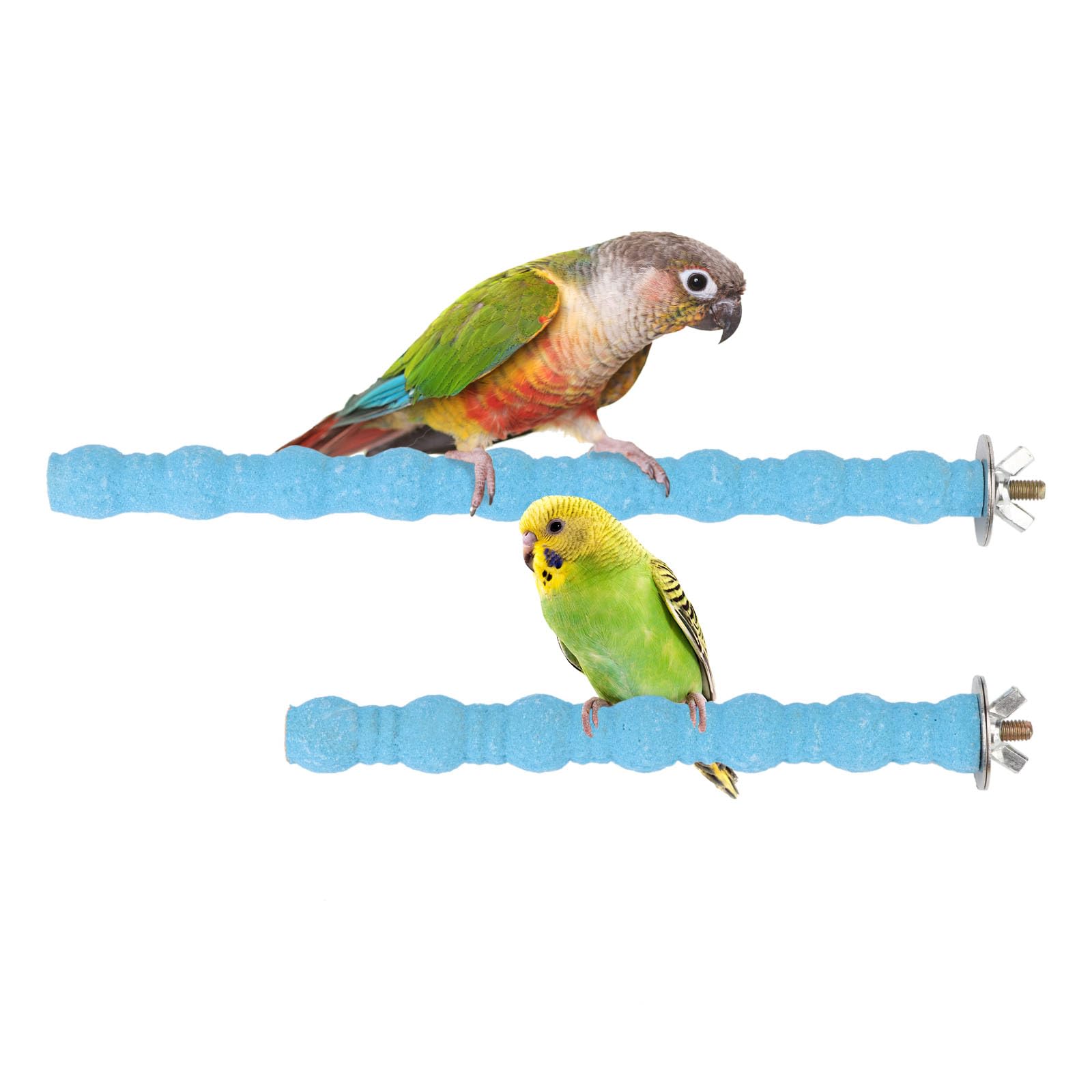 Hypeety 2PCS Bird Wood Perch Stand Paw Grinding Stick Toy Pet Bird Cage Stand Platform for Bird Parrot Budgies Parakeet Cockatiels Cage Accessories (