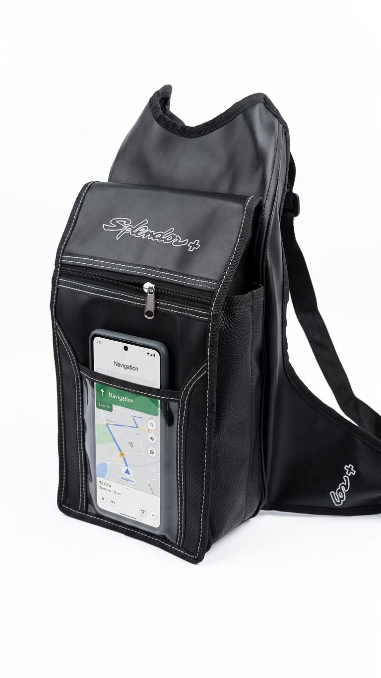 Splendor Plus, Splendor Pro, Splendor i3s Bike Tank Cover | Premium Motorcycle Tank Bag - Dual Compartment & Expandable Storage-image-29