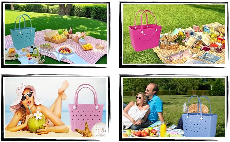 Tote Bag for Women - Large Rubber Beach Bag, Medium Waterproof Sandproof Travel Tote Bags for Beach Outdoor Sports - Image 5