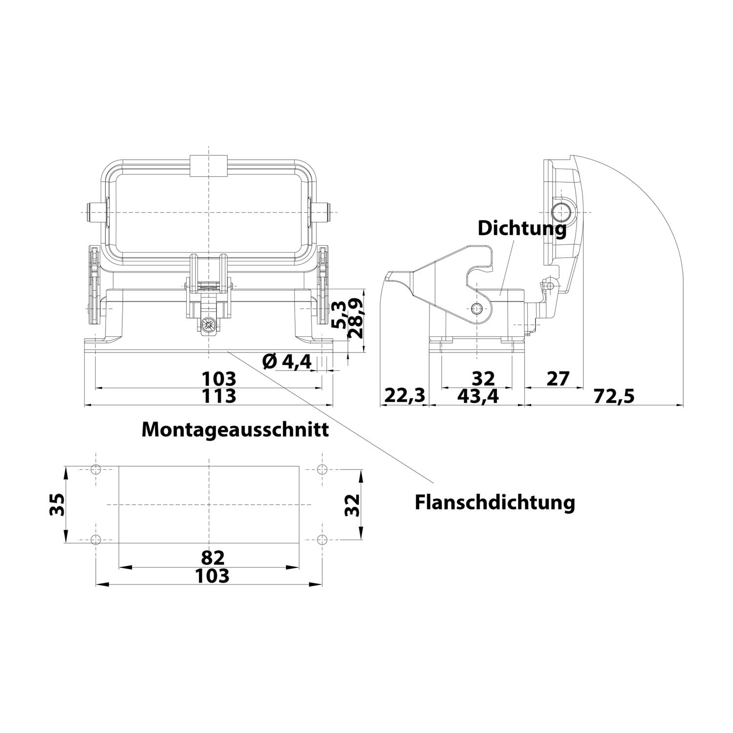 Custodia da incasso 09 30 016 0318 Harting 1 pz.