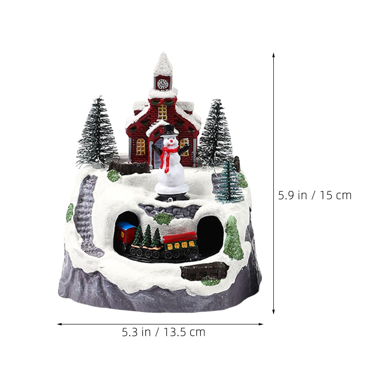 Operitacx Casa de Pueblo navideño con Tren en Movimiento, Figura de muñeco de Nieve iluminada con villancicos, construcción Coleccionable de Invierno para decoración del hogar, Centro de Mesa.