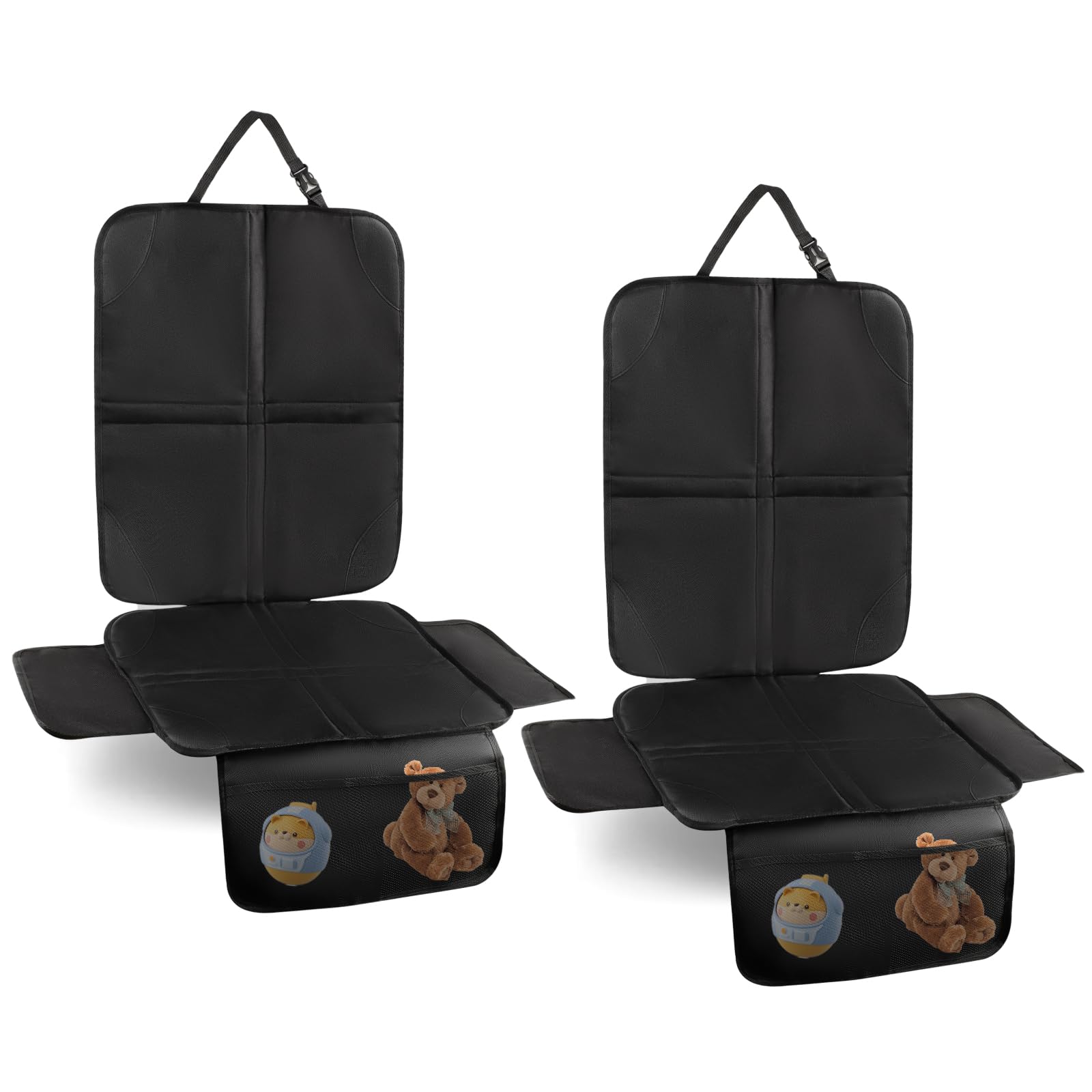 Cozary Kindersitzunterlage Autositzschoner – Wasserdicht & Einfache Reinigung, Rücksitzschoner Auto Kinder, für Kindersitze, Babyschalen und Sitzerhöhungen, mit Aufbewahrungstasche, 2er-Pack