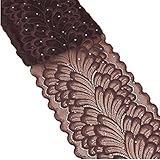 5 Yards Peacock Lace Ribbon with Sequins Stretch Floral Tulle Lace Trim Elastic Webbing Fabric Width 7 Inch for DIY Jewelry Making Craft Gift Wrapping Wedding Party Decor (Chocolate)