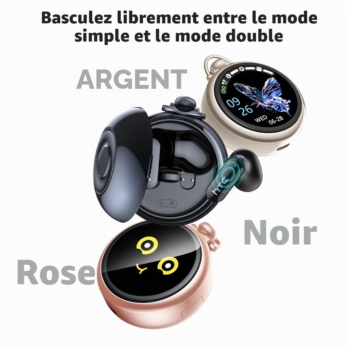 NE71 Ecouteur Traducteur Instantané, AI Écouteur Traducteur avec 165 Langues, 9 Modes de Traductio,Ecouteur Bluetooth 6.0Casque pour Voyage, Réunion, Étude (Rose)