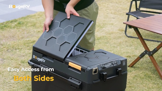 Image of BougeRV 43 Quart Portable Fridge Freezer, 12 Volt Car Refrigerator, -4℉ to 68℉ Dual Zone Compressor Electric Cooler 12 /24V DC, 110~240V AC for Overlanding, Camping, RV(2026 New Model: CRD2 V2.0)