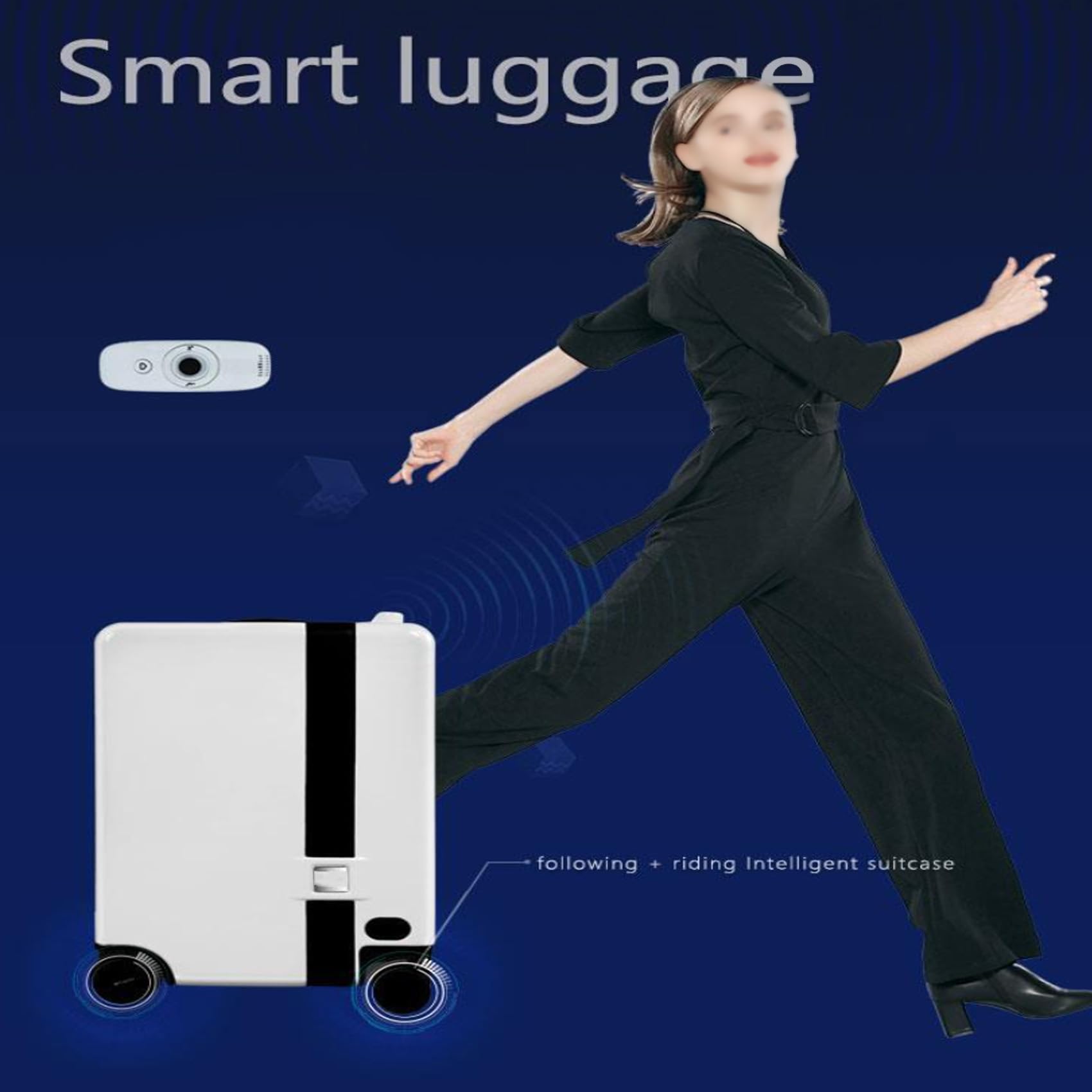 Valigia da Bagaglio A Mano Intelligente, Telaio in Alluminio con Sblocco Tramite Impronta Digitale, Bagaglio A Mano Rigido con Ruote Girevoli E Lucchetto TSA, Follow Automatico, Controllo App