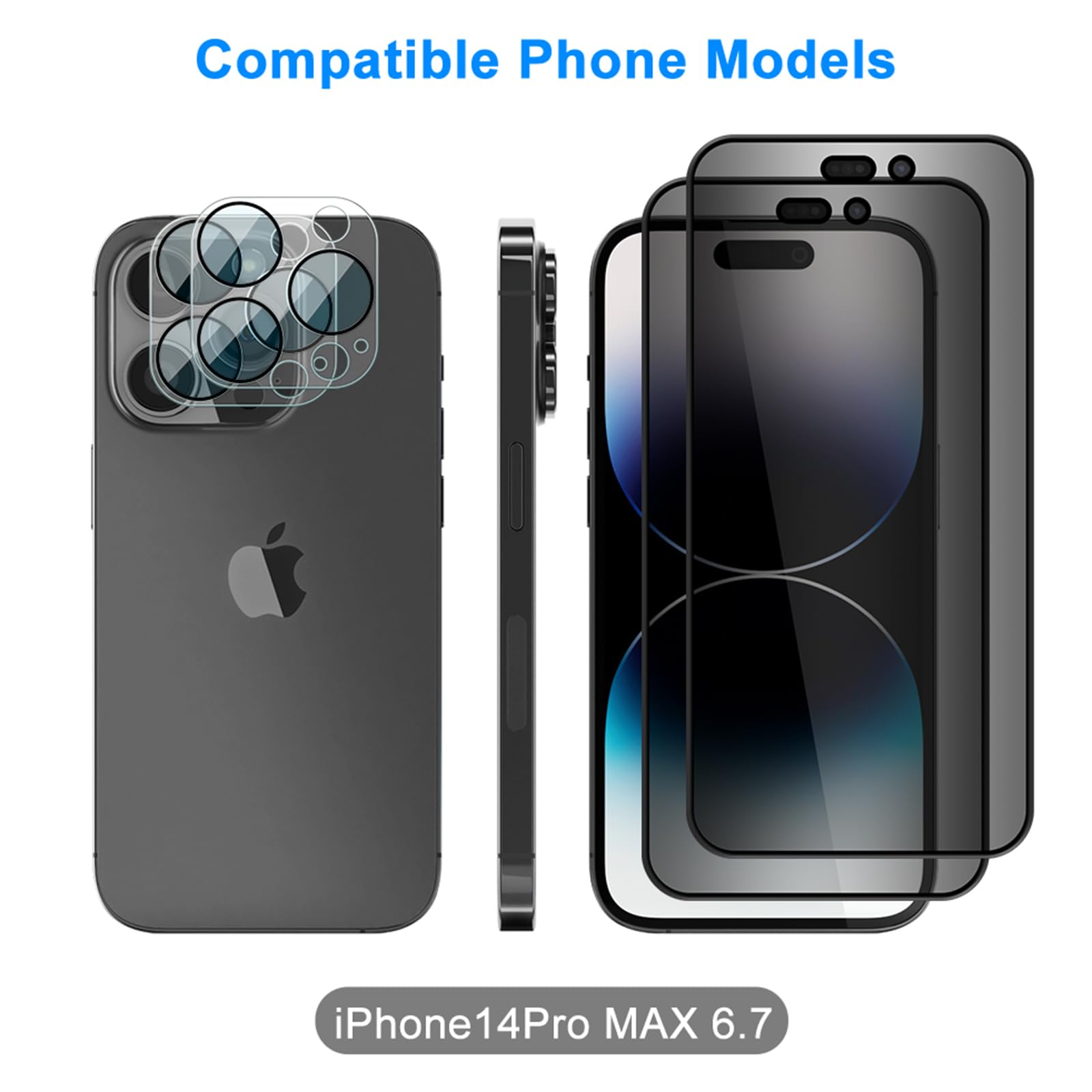 Kit Protezione Per IPhone 14: 2x Pellicola Privacy Temperata 9H + 2x Cover Protezione Fotocamera – Antigraffio E Anti-Impronte - 4