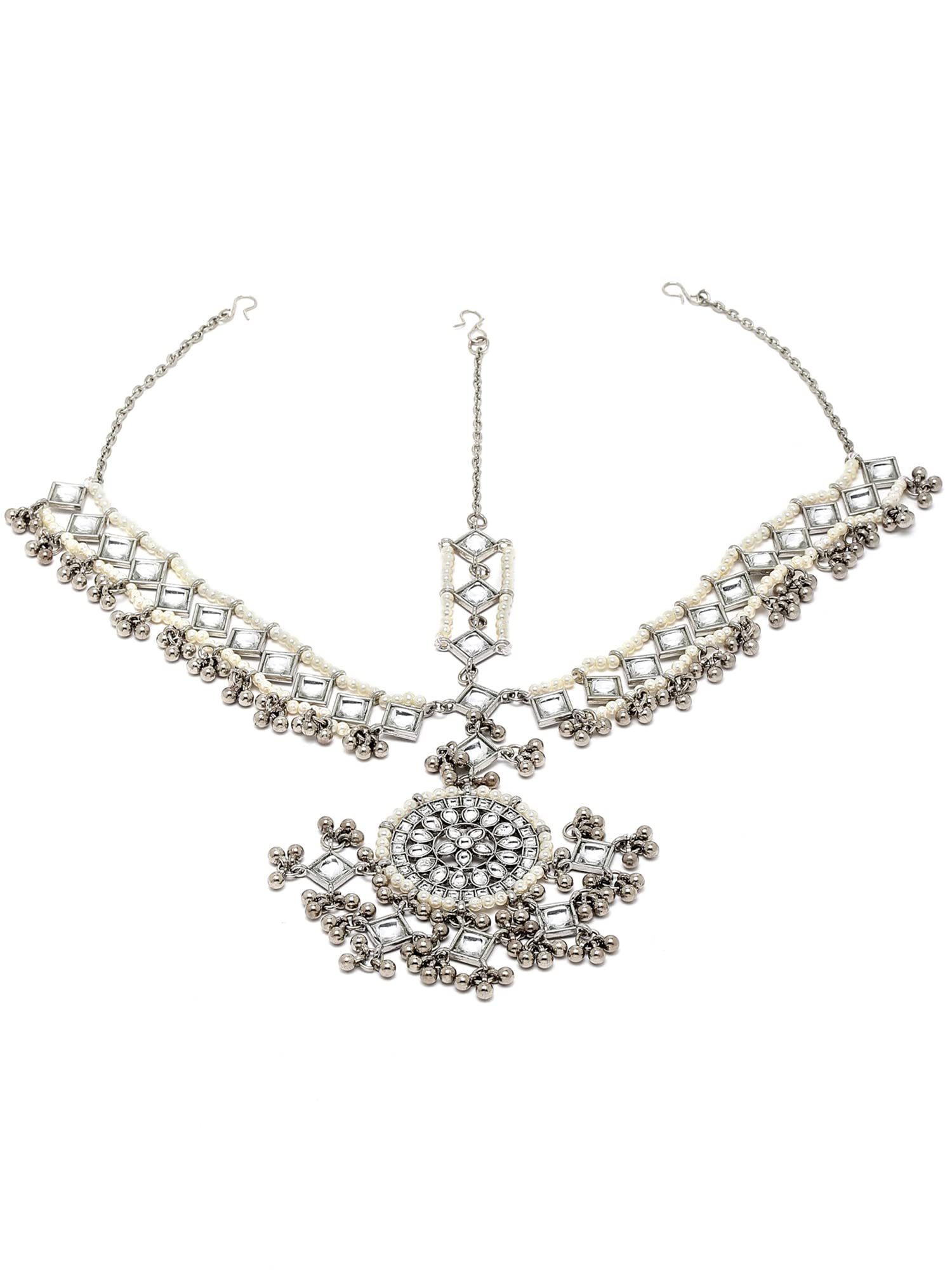 Karatcart Oxidised Silver Handcrafted Kundan Mathapatti for Women (B0B4G3YDZ9) Amazon Price History, Amazon Price Tracker