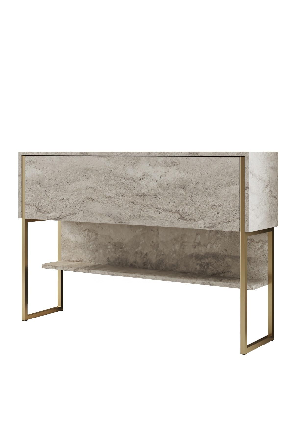 Holzkonsole "Luxe" - 120 x 30 x 80 cm - Travertin Gold