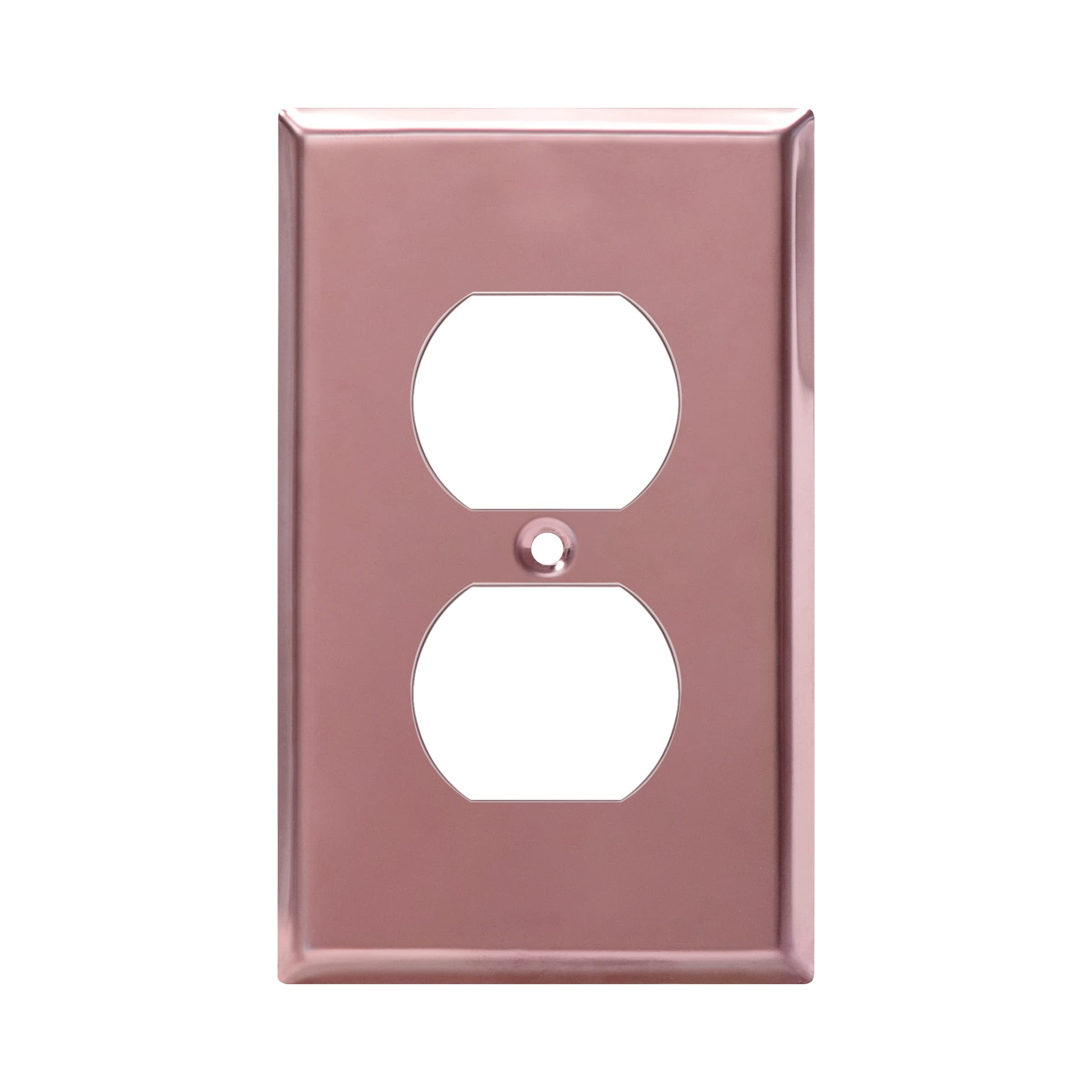 Photo 1 of ENERLITES Duplex Receptacle Metal Wall Plate, Stainless Steel Outlet Cover, Corrosion Resistant, Standard Size 1-Gang 4.50" x 2.76", Stainless Steel 201, 7721-PRG, Polished Rose Gold
