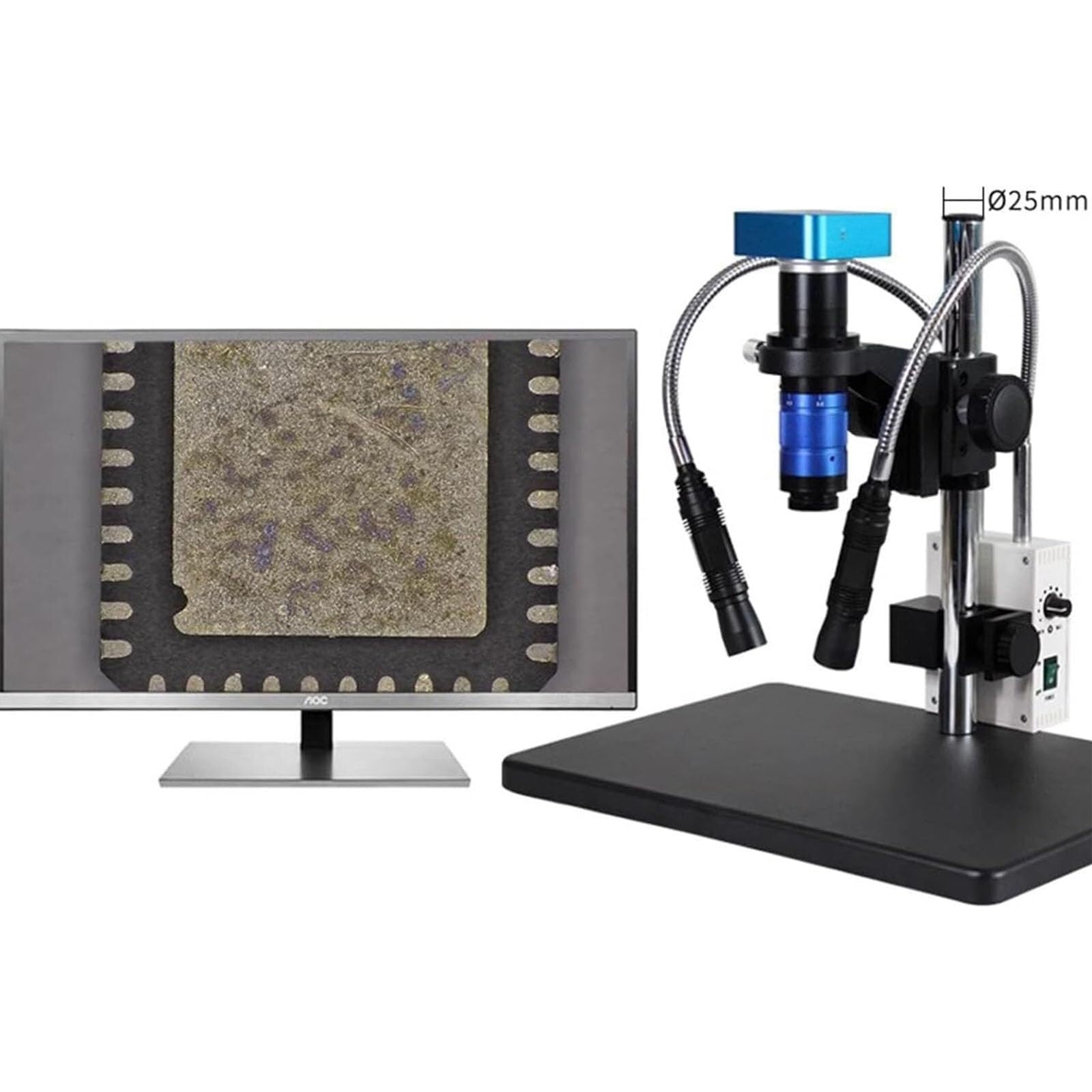 Iluminador de microscopio de fibra óptica LED, fuente de luz ajustable de cuello de cisne doble, brillo de 6000 K para reparación de PCB y microscopios de zoom estéreo