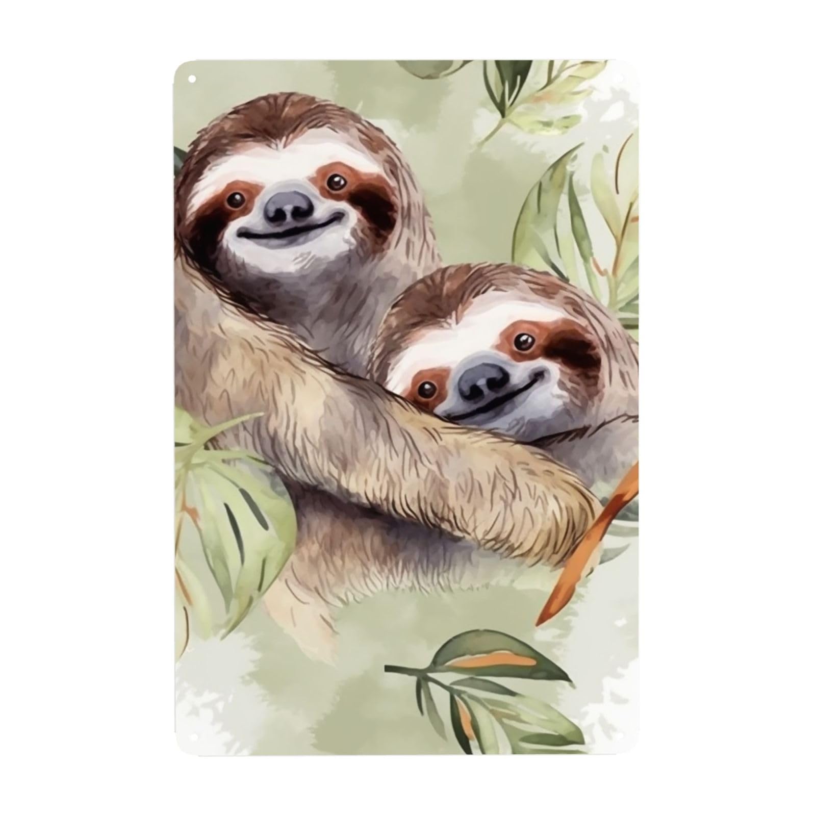 Vintage Metal Tin Signs Retro Garage Signs Stylish Wall Art Plaques for Home Decor Unique Poster 8x12 Inch Watercolor Sloth Metal Sign Outdoor Wall Decorations Gifts