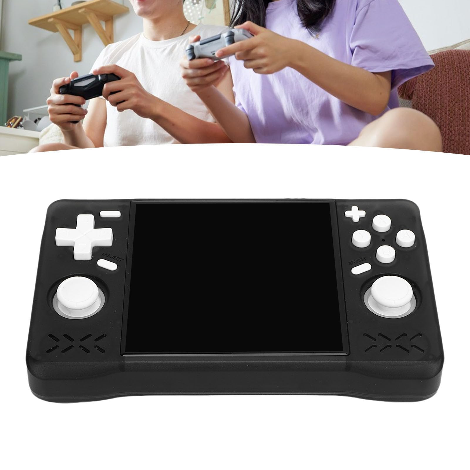 Denash Retro Handheld Game Console, 4 "HD Bildschirm, RK3326 1,5 GHz, 4000 MAH Akkus Tragbarer Wiederaufladbarer Spielkonsol für Heimreisen (64GB)