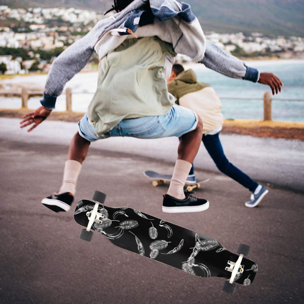 Deportes, longboard profesional de madera de arce antideslizante con cuatro ruedas para adolescentes principiantes