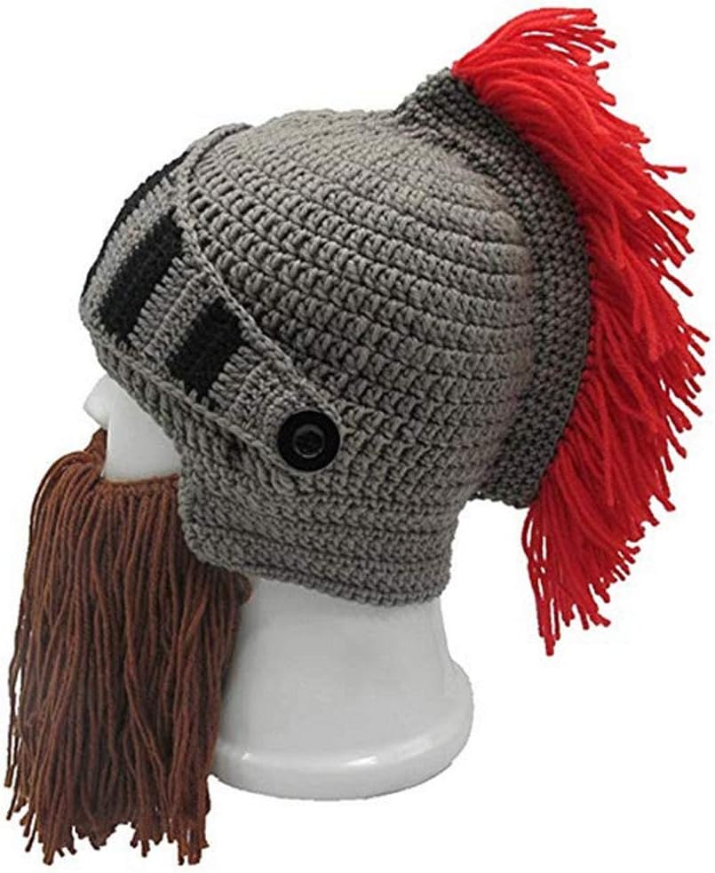 Creative Barbarian Knit Beard Hat Funny Knit Cap Wig Beanie Hats for Men Women - Image 3