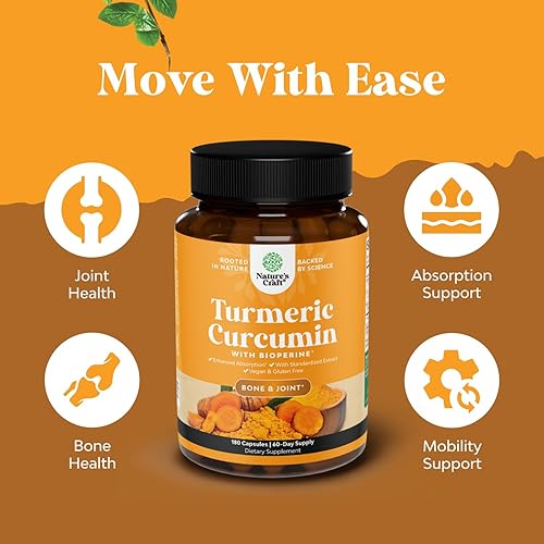 Vista 18 de Curcumina de cúrcuma con extracto de pimienta negra – Suplemento de cúrcuma para la salud de las articulaciones con 95% de curcuminoides