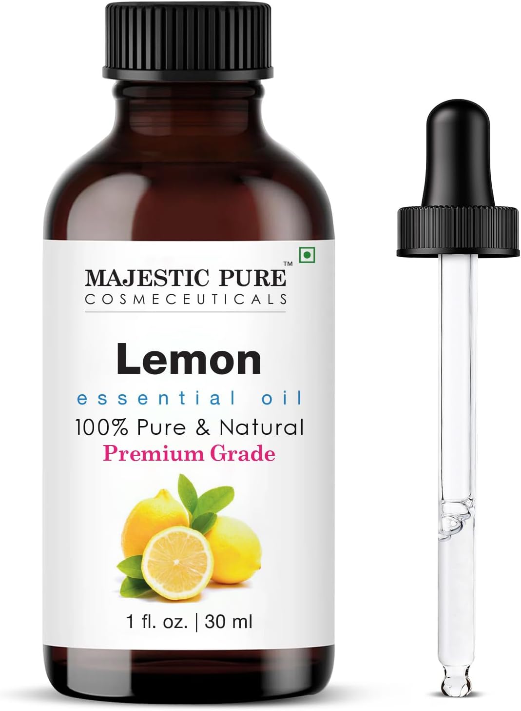 Lemon Essential Oil with Glass Dropper - 1 Fl Oz - 100% Pure and Natural Lemon Oil - Premium Grade Essential Oils for Diffuser, Aromatherapy, Soap and Candle Making