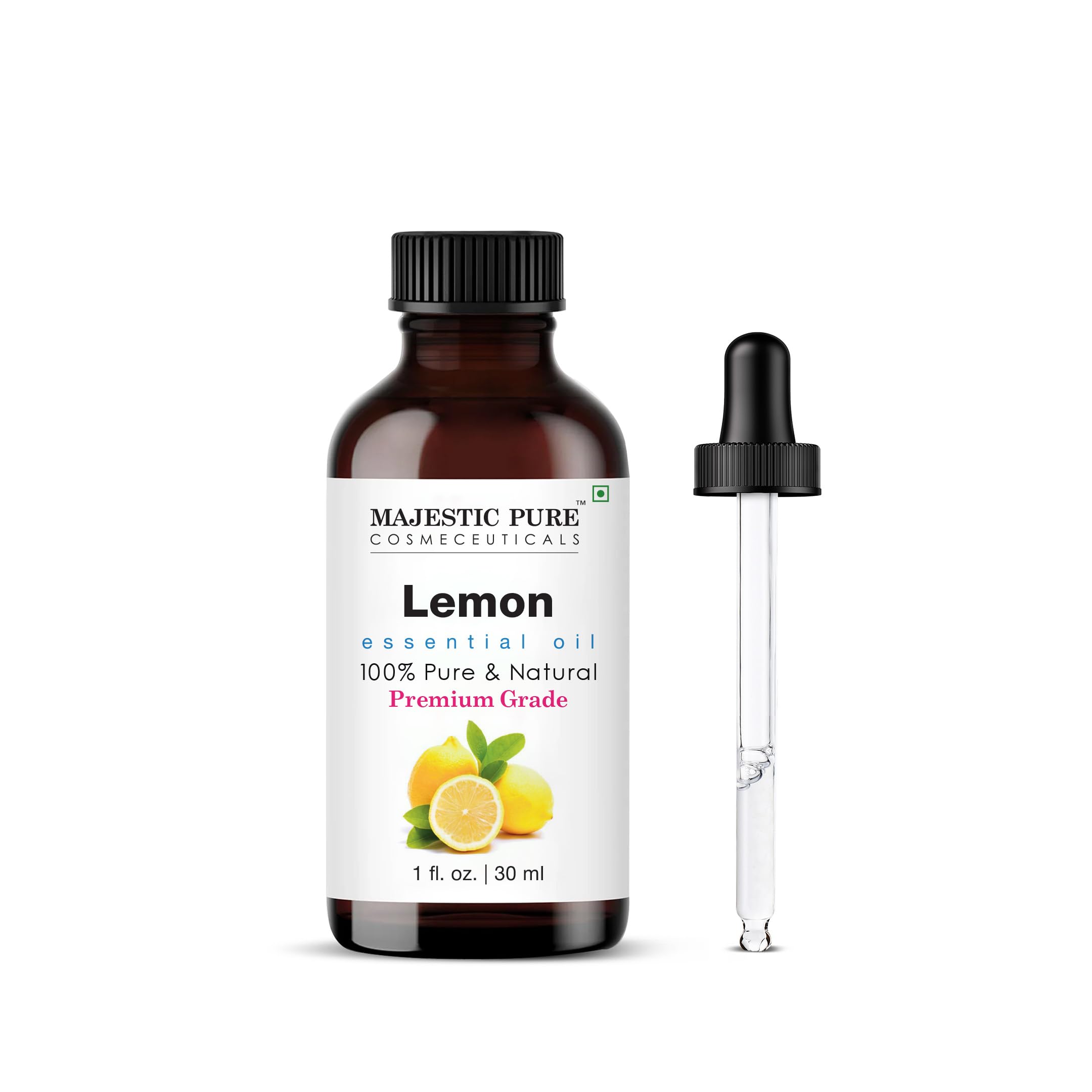 MAJESTIC PURE Lemon Essential Oil, Therapeutic Grade, Pure and Natural, for Aromatherapy, Massage, Topical & Household Uses, 1 fl oz