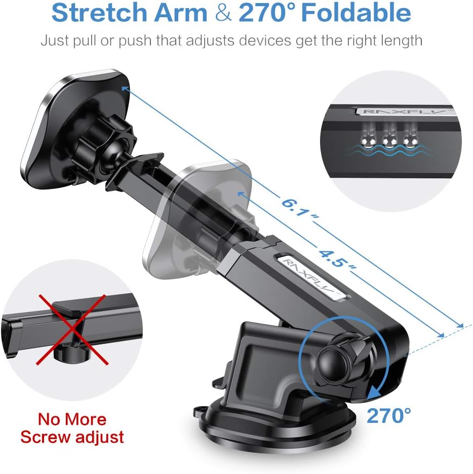 Magnetic Car Phone Mount RAXFLY 8 N52 Dashboard Windshield Magnet Car Holder 3 Metal Plate Magnetic Phone Car Mount Holder Compatible with Samsung Galaxy S20 Plus Ultra iPhone 11 XR Pro Max Smartphone