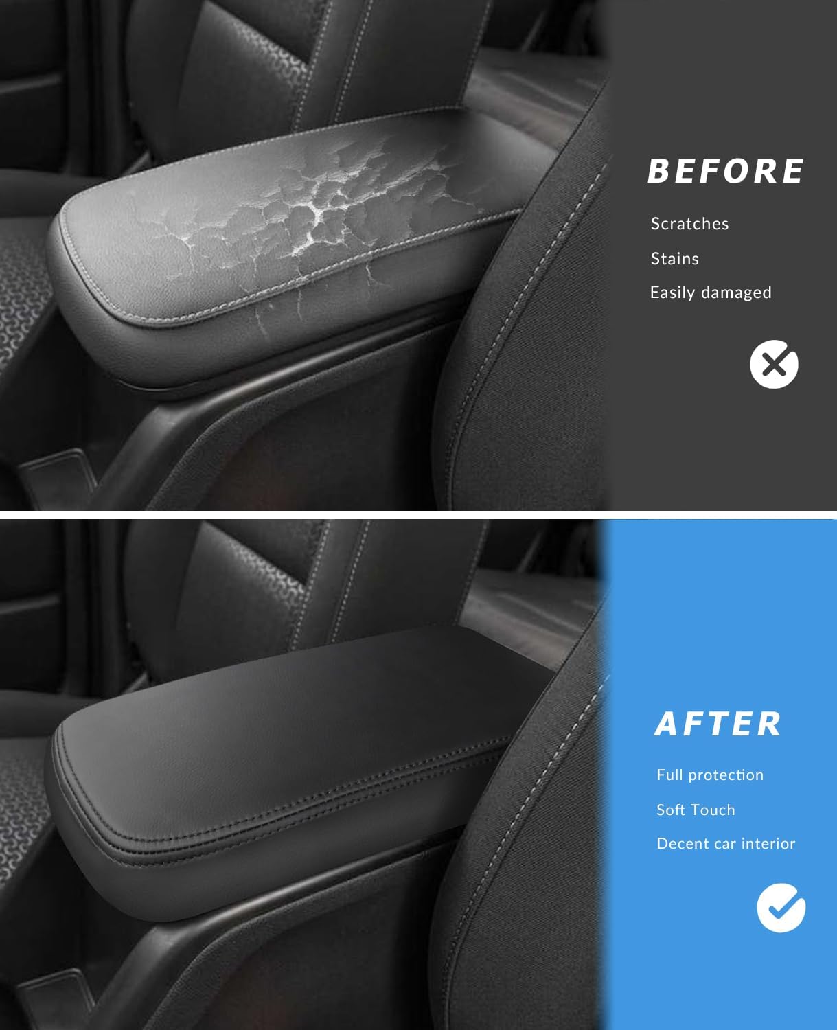 INTGET Center Console Cover for 2015-2021 2022 Chevy Colorado/GMC Canyon Accessories Leather Armrest Cover Middle Console Cover Console Lid Protector