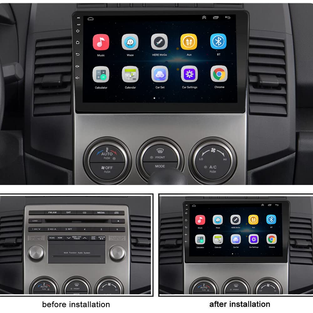 LEXXSON Carplay Radio Android Auto para Mazda 5 2005-2010, con Pantalla táctil capacitiva de 9 Pulgadas Control del Volante GPS Navegación Bluetooth WiFi Integrado Reproductor USB 2+32G