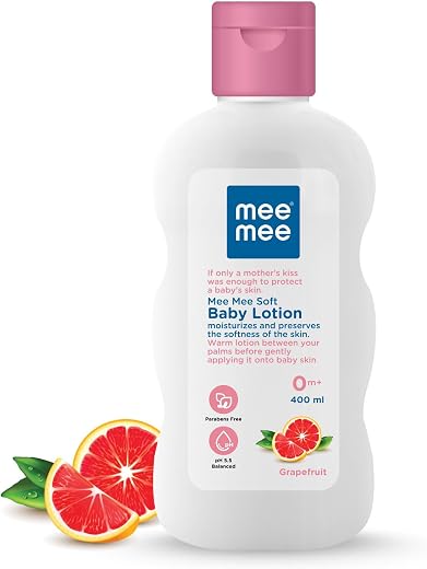 Mee Mee Moisturizing Baby Lotion 400ml for Face & Body | Chamomile & Grapefruit Extracts | For All Skin Types, For Newborns/Kids | For 24Hrs Moisturization | Hypoallergenic, Balanced pH