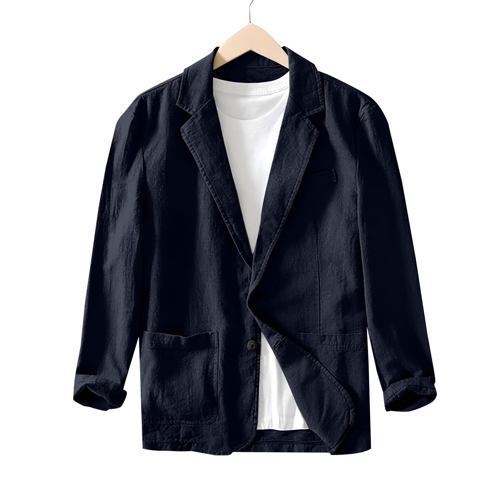 Giacca da mezza stagione da uomo, leggera, blazer da uomo, sportiva, in lino, traspirante, per il tempo libero, blazer, cardigan, alla moda, con bottoni, top casual, senza cappuccio