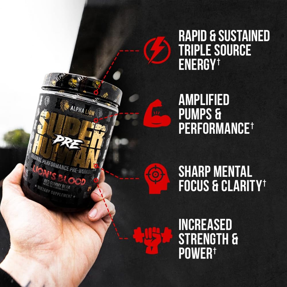 ALPHA LION Pre Workout Powder, Beta Alanine, L-Taurine & Tri-Source Caffeine for Sustained Energy & Focus, Nitric Oxide & Citrulline for Pump (21 Servings, Lion's Blood Flavor), Pack of 1 — Amazon image 8
