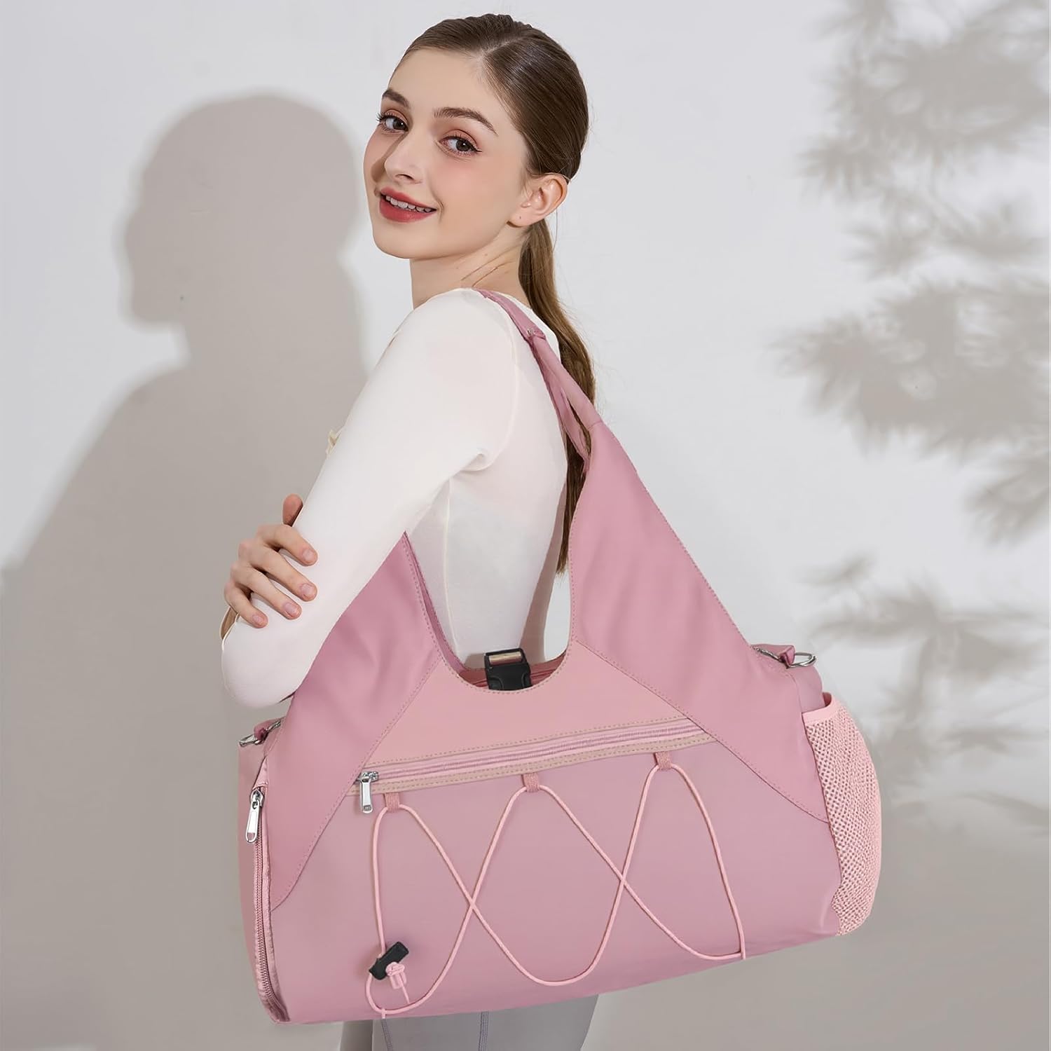 Forestfish Gym Bag For Women With Yoga Mat Holder & Shoe Compartment & Wet Dry Storage Pocket & Adjustable Strap - Image 3