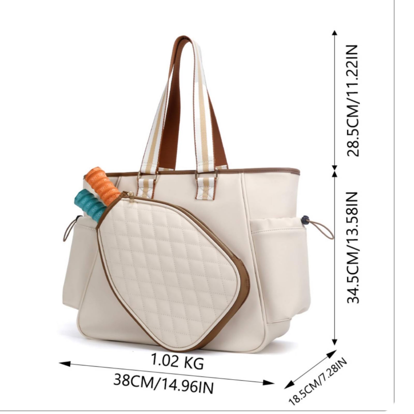 Borsa Sportiva Porta Racchette Borsa Tennis Borsa Pickleball Borsa Allenamento in Pelle PU con Scomparto Principale Capiente Laterali Adatta a Campo Palestra Viaggi Sportivi