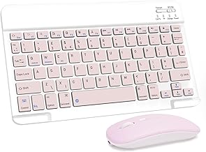 LAMA Wireless Keyboard and Mouse, Rechargeable Ultra Slim Universal Tablet Keyboard, Portable Bluetooth Keyboards for iPad/Tablet/iOS/Android/Windows/Laptops/Desktop Computer/Phones, Pink