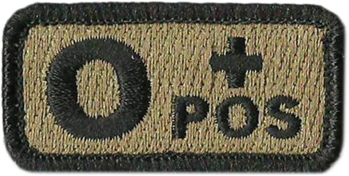 Tactical Blood Type Patches -"Type O Positive" - 2"x1"