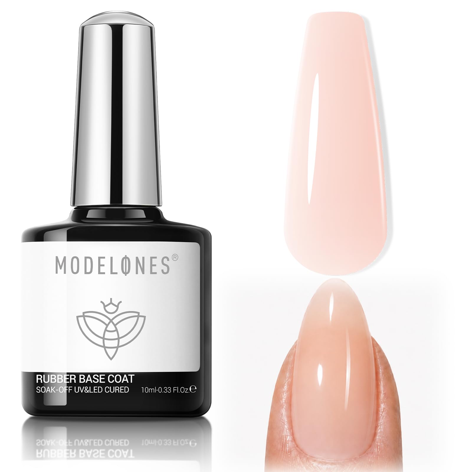 modelones Rubber Builder Nail Gel Base Coat, Jelly Nude Translucent Builder Base Nail Gel Thickening Strengthening Building Apex for Beginner DIY Salon at Home Rubber Base Coat Nude Pink