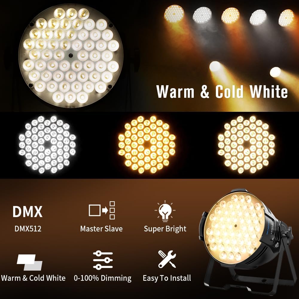 Bühnenbeleuchtung 54 LED 6500K Disco Licht DJ DMX512, Par Beleuchtung Bühne Beleuchtung Effekt DJ Lampe, 8CH Uplights im Freien für Hochzeit Bar DJ Show Disco Festival Party Event