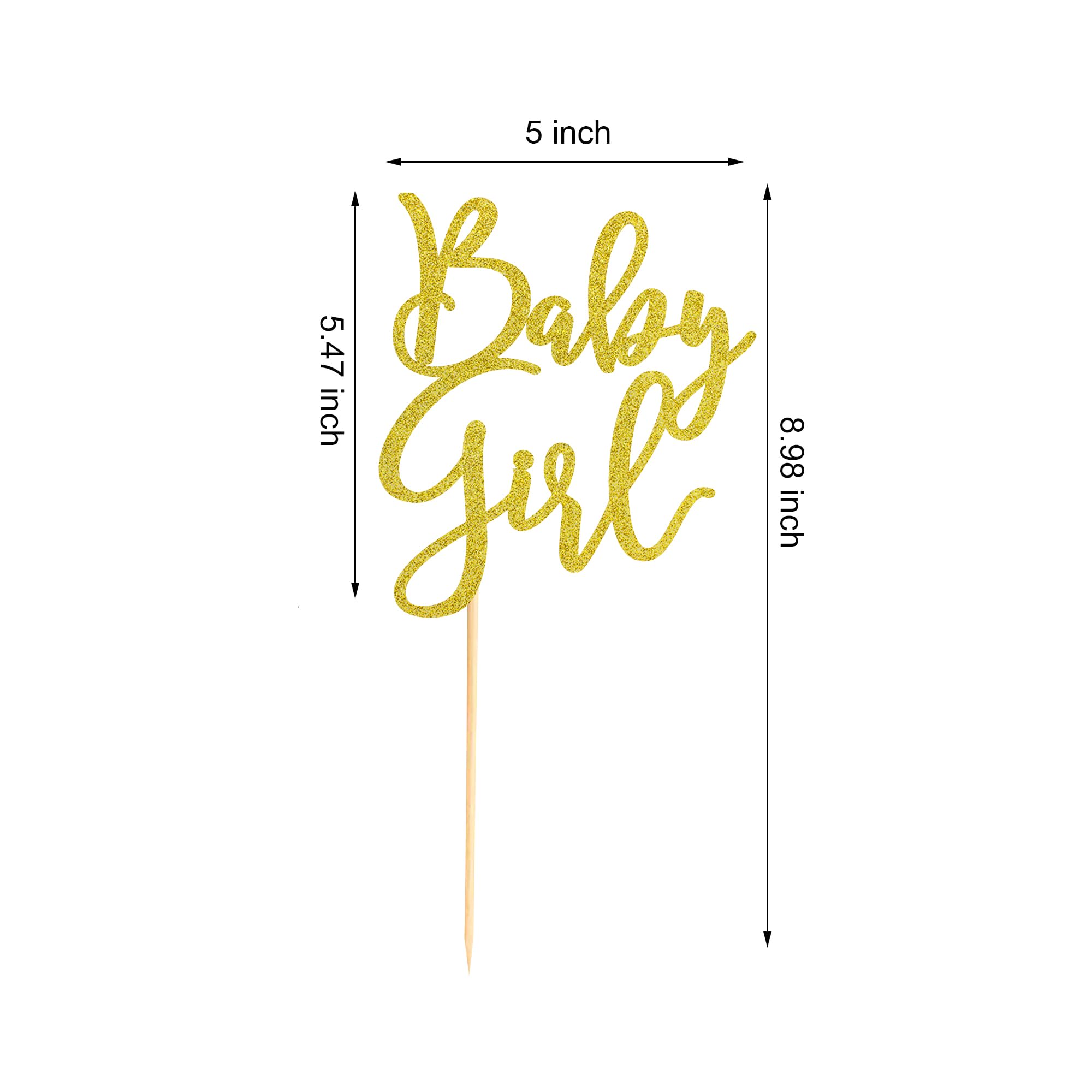Arthsdite Baby Girl Cake Topper for Baby Shower or Newborn Cake Picks Gender Reveal Party Decorations- Gold Glitter - Image 2