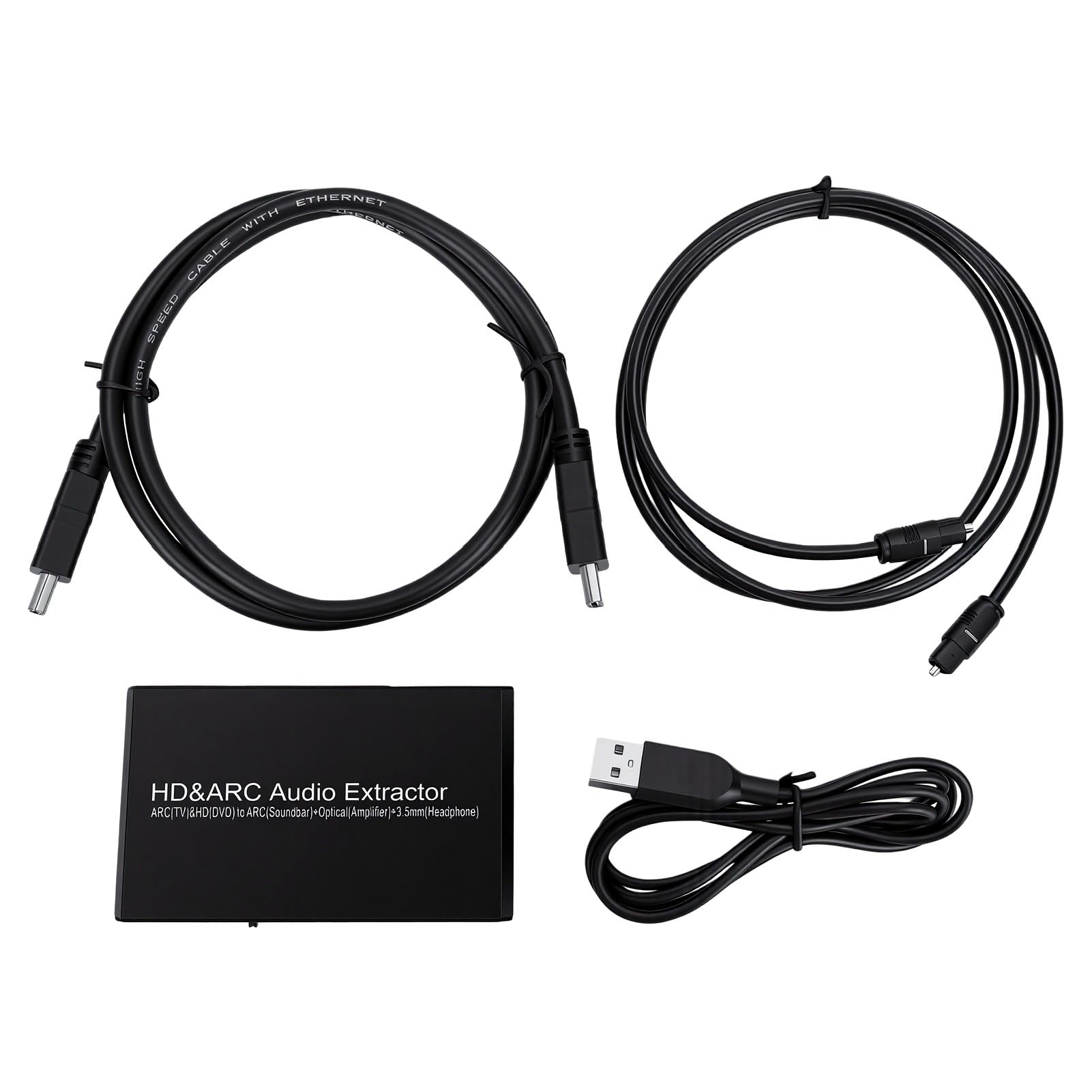Sxhlseller Extractor de Audio 4K 60Hz HDMI ARC con óptico y 3,5 Mm para TV | Muestreo de 192 kHz, carcasa de aleación de aluminio, alimentación tipo C, control remoto de volumen del televisor, modo de