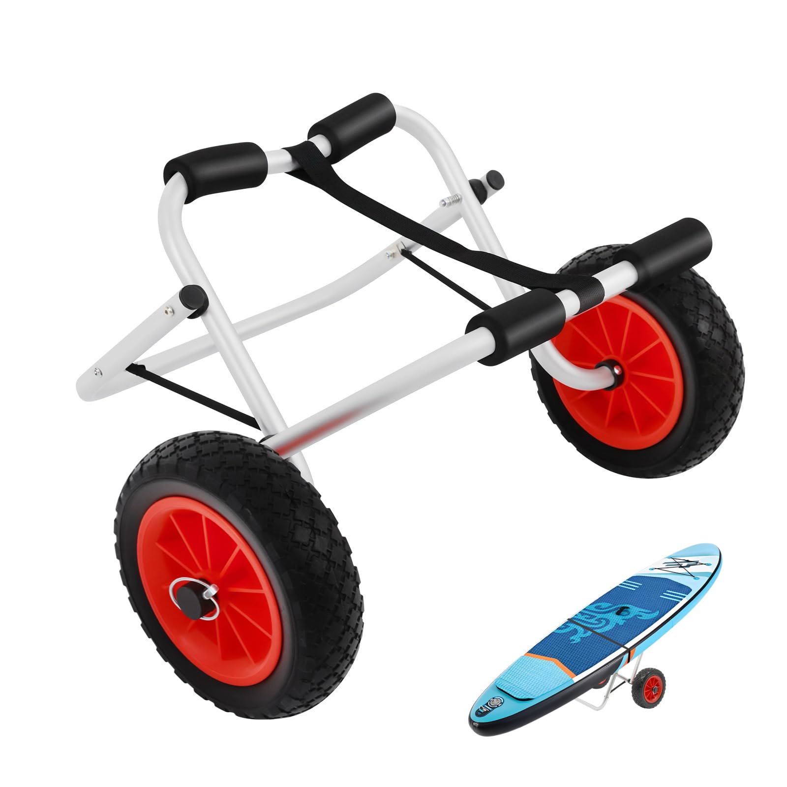 Kanuwagen, Kajakwagen Kanuwagen PU Räder bis 80 kg mit Kugellager, Klappbar Transportwagen für SUP Board, Boote, Kanus und Kajaks