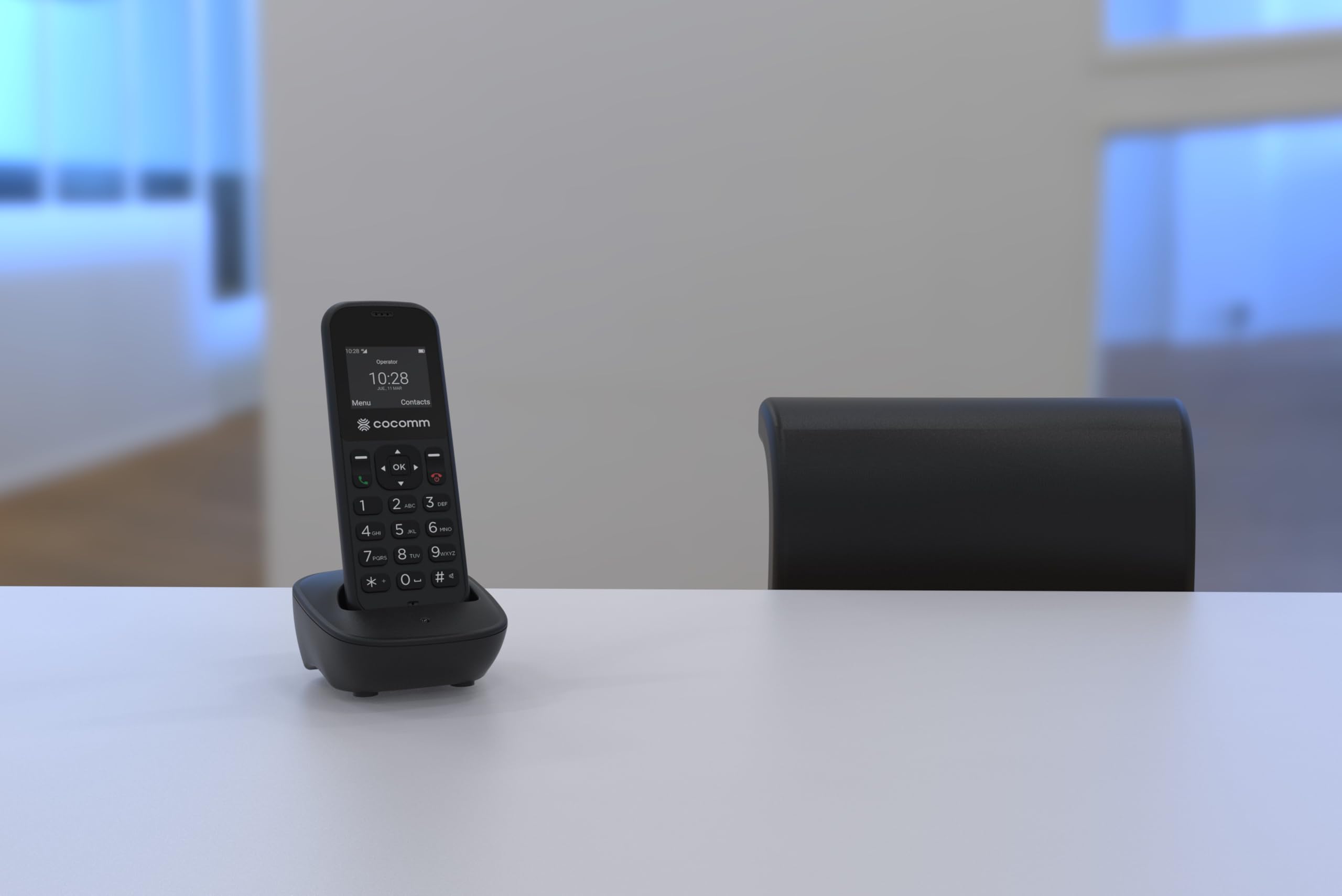 DT100 teléfono inalambrico 4G Volte con SIM y Base de Carga, Formato DECT, Bluetooth, Uso residencial, Uso Profesional, móvil de fácil Funcionamiento, Color Negro
