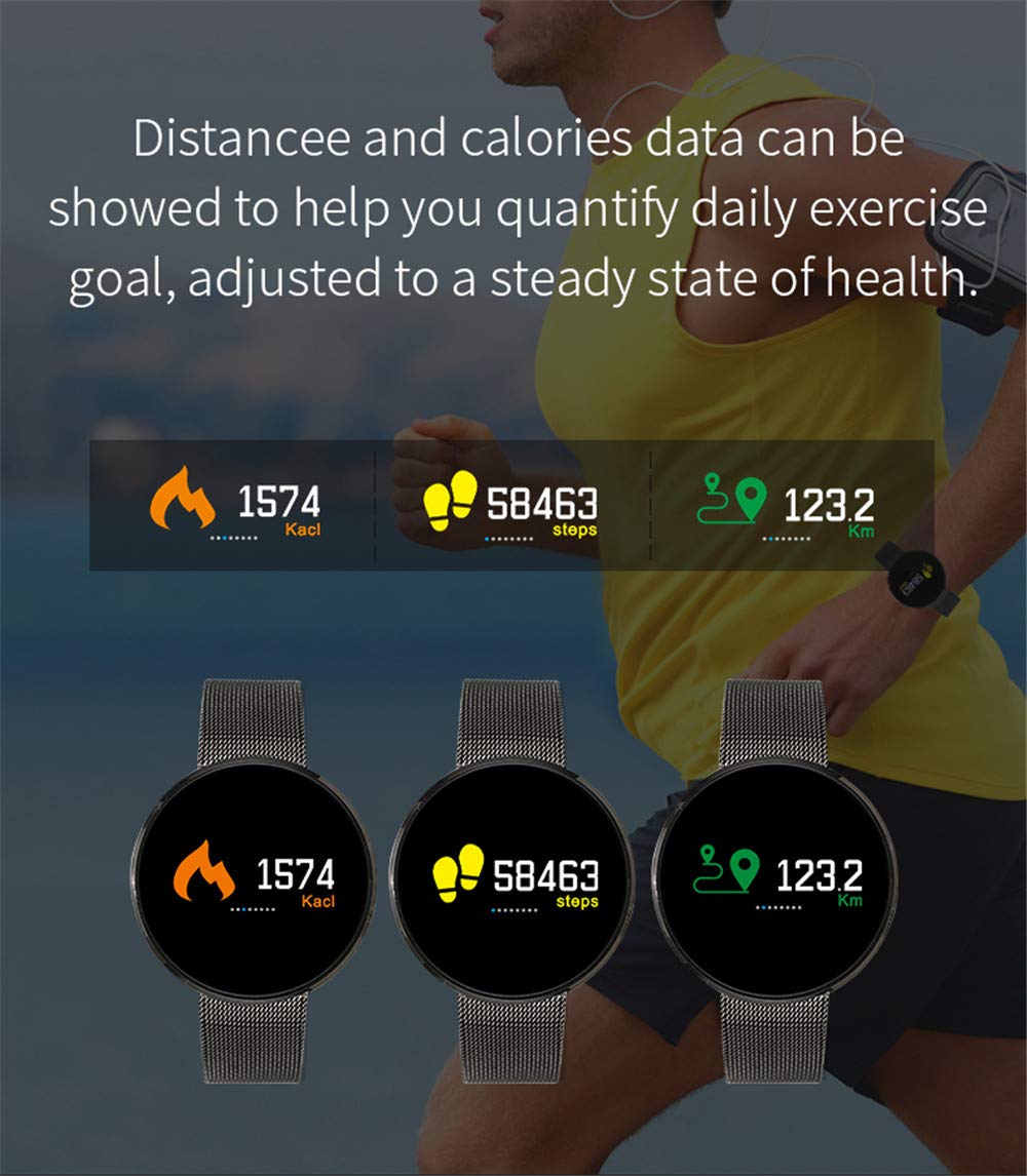 Bluetooth 4.0 con frequenza cardiaca, Pressione sanguigna, Sonno, monitorare l'attività Impermeabile IP67, Fitness Tracker, Calorie, contapassi, Compatibile con Android e iOS Nero