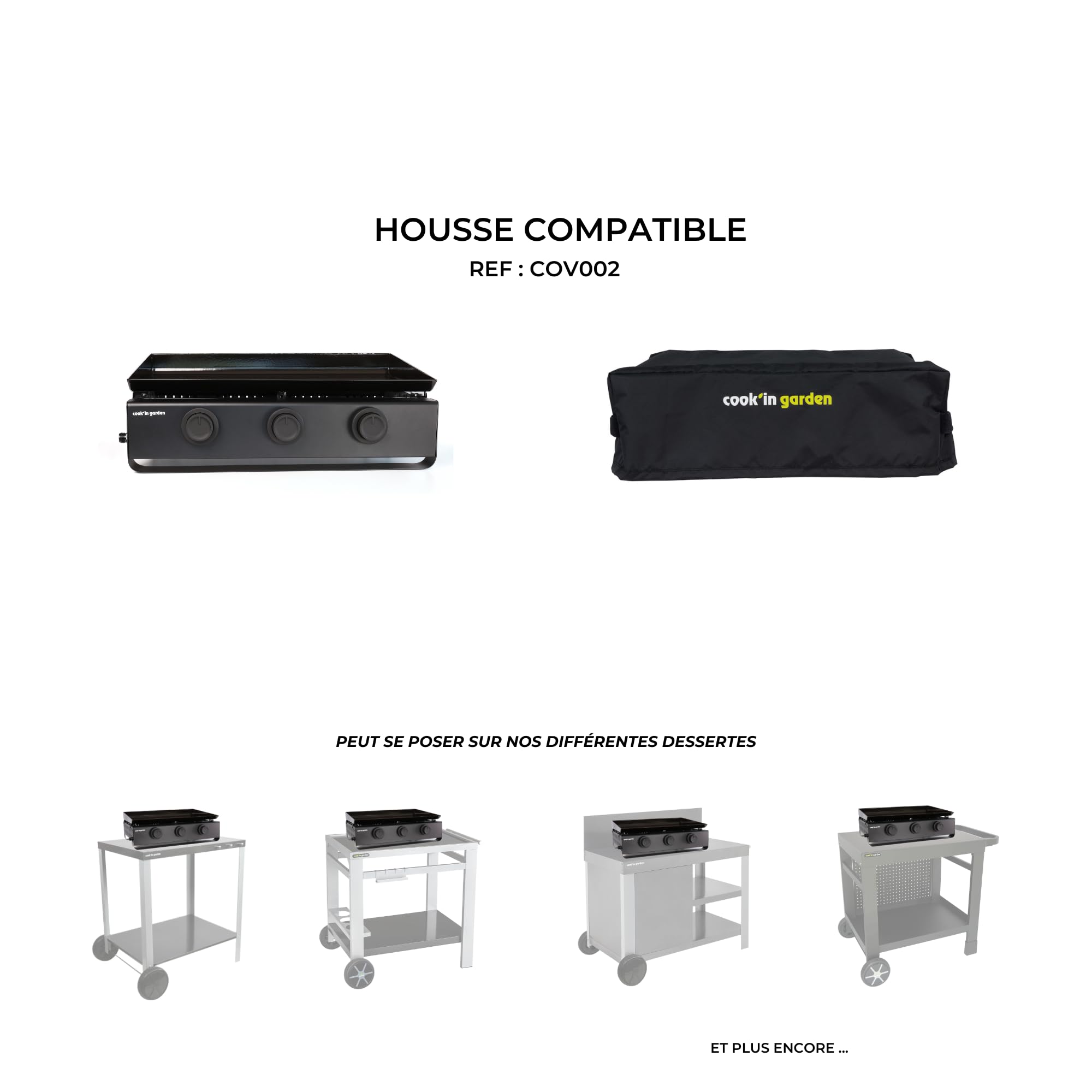 Cook'in Garden - Plancha Gaz Tempo, 3 Brûleurs 6 kW, Plaque en Acier Émaillé, Bac Récupérateur de Graisse Amovible, Idéal 10 Personnes, Idéal Terrasse et Jardin