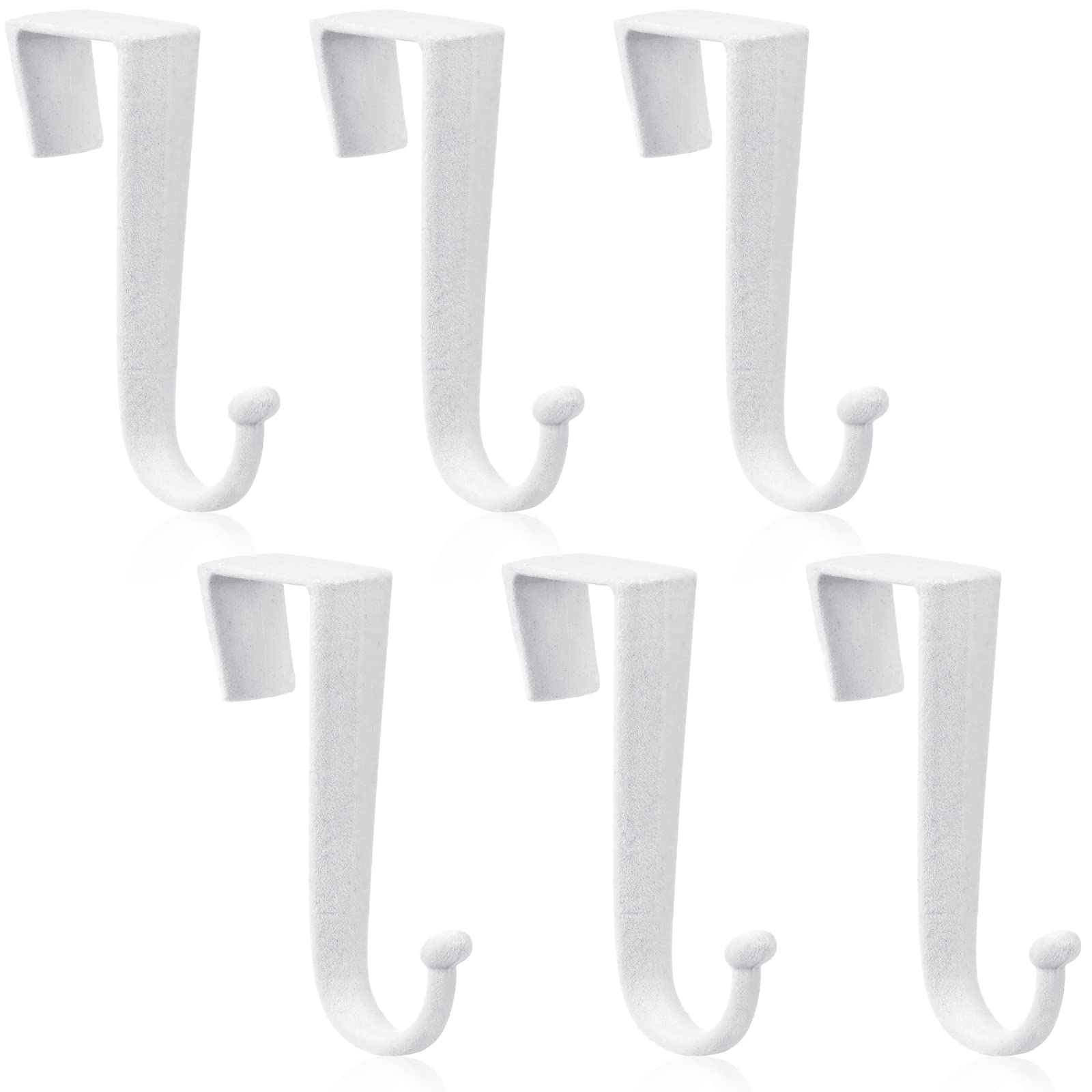 Photo 1 of Amyhill 6 Pcs Over The Door Hook Flocked Door Hooks Soft Surface Heavy Duty Over The Door Hanger for Hanging Clothes, Towels, Coats, Bathroom, Kitchen, Bedroom (White)