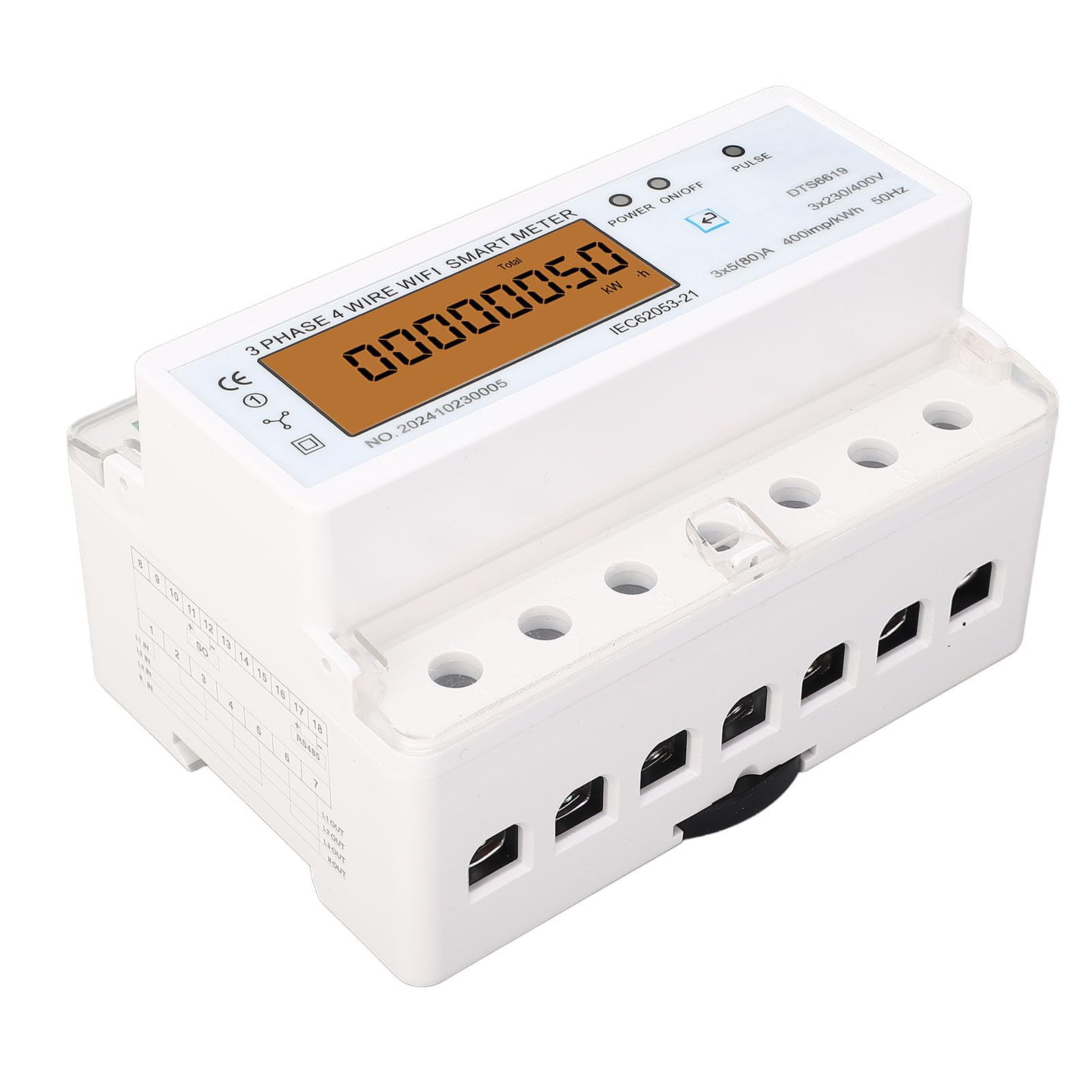 Tissting WiFi Smart Energy Meter 3 Fases 4 Hilos 80A - Medidor Inteligente de Energía con Control Remoto por App, Monitoreo en Tiempo Real, Instalación en Riel DIN