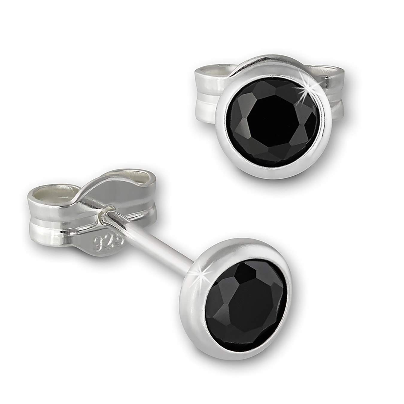 SilberDream Orecchini A Chiodo In Argento Sterling 925 Con Zircone Nero 4 Mm - SDO5534S - 3