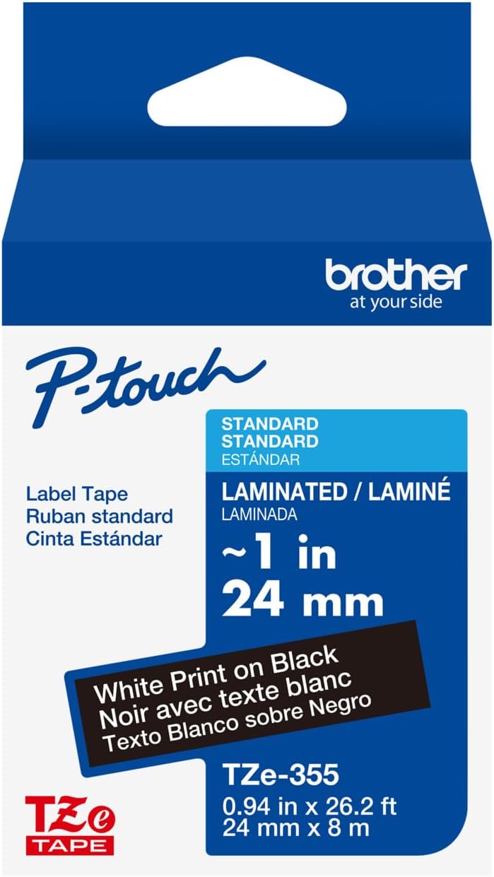 Genuine Brother 1" (24mm) White on Black TZe P-Touch Tape for Brother PT-330, PT330 Label Maker