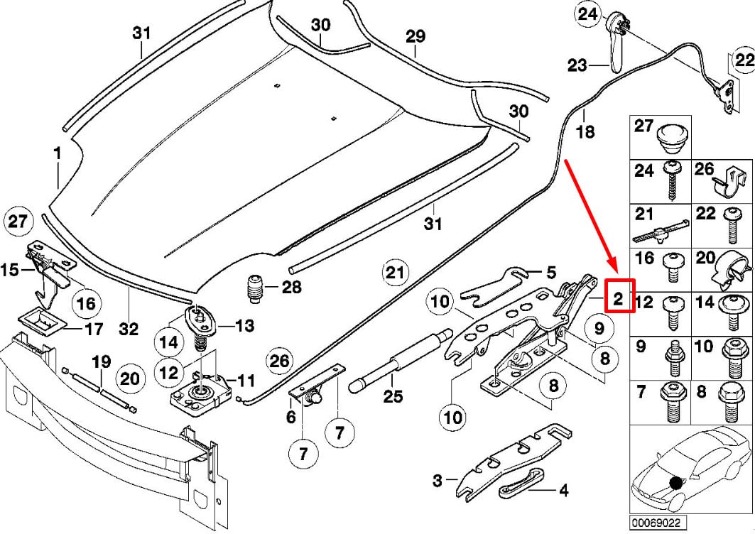 Compatibile per Cerniera cofano anteriore destro BMW Z8 Roadster E52 8203276 41618203276 Originale