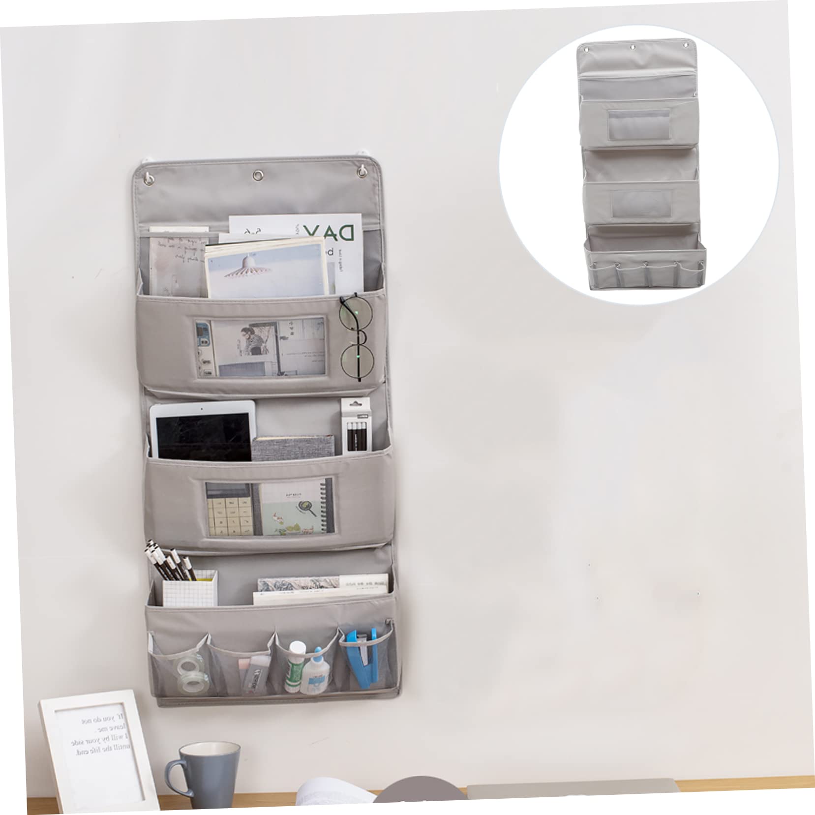 Lagige Aufbewahrungstasche Zum Hängen Tür-Organizer Aus Stoff Grauer Wandbehang Mit Mehreren Fächern Für Wohnzimmer Schlafzimmer Küche Und Büro Praktische Home Storage Bag